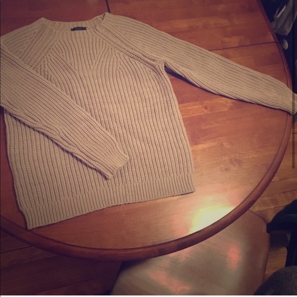 J. Crew mixed media chunky knit tan sweater - Picture 3 of 5